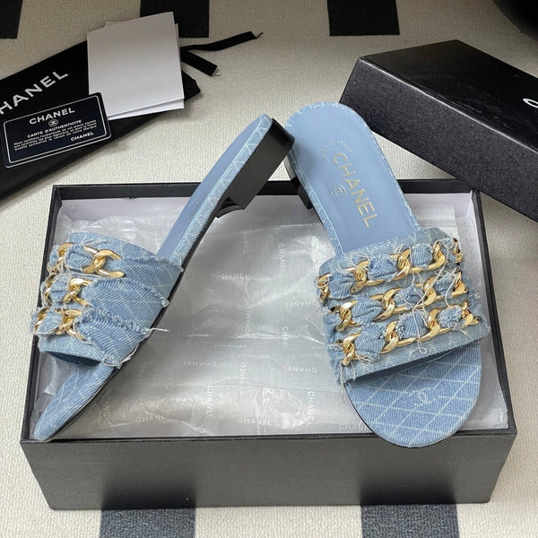 CC 25 Flats Slippers Blue Sheepskin 364722