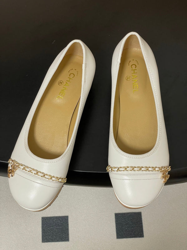 CC 25A Chain CC Thick-Soled Shoe 40mm White Sheepskin 393955