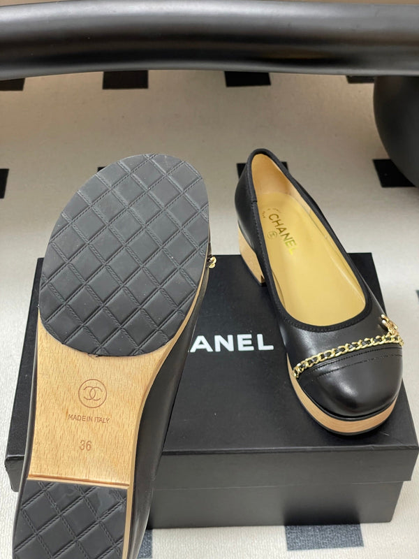 CC 25A Chain CC Thick-Soled Shoe 40mm Black Sheepskin 393956