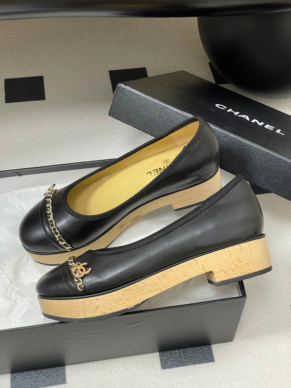 CC 25A Chain CC Thick-Soled Shoe 40mm Black Sheepskin 393956