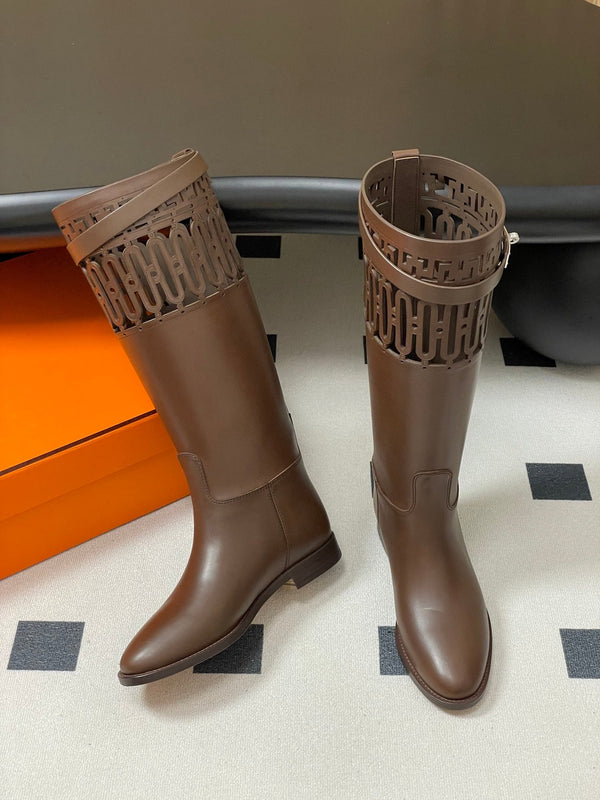 HM Jumping Boots 30mm Dark Brown Kelly Buckle Calfskin 423262