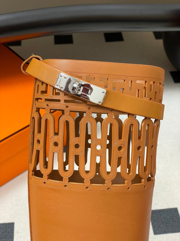 HM Jumping Boots 30mm Caramel Brown Kelly Buckle Calfskin 423263