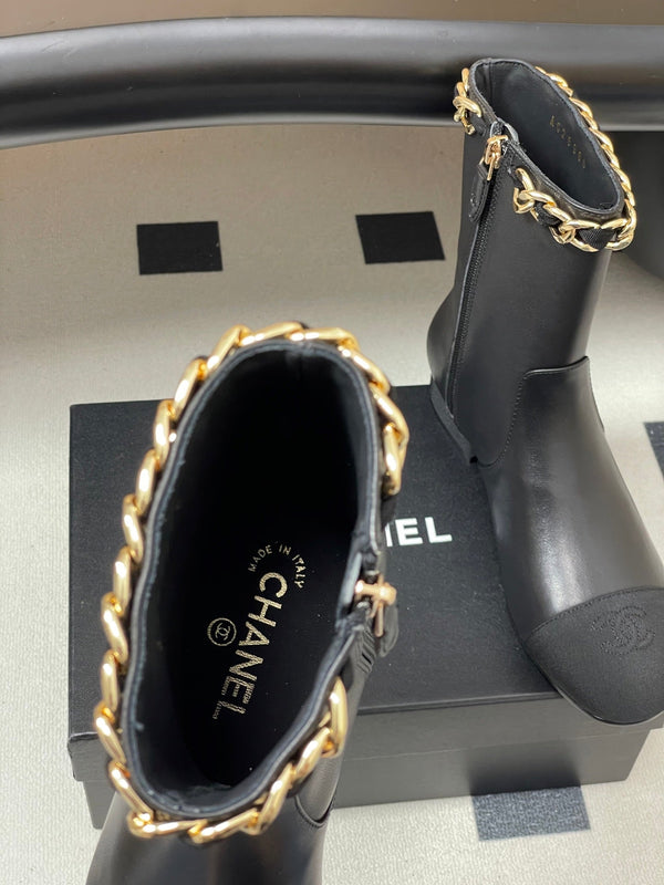 CC 25B Chain Short Boot 25mm Black Denim Cowhide 423154