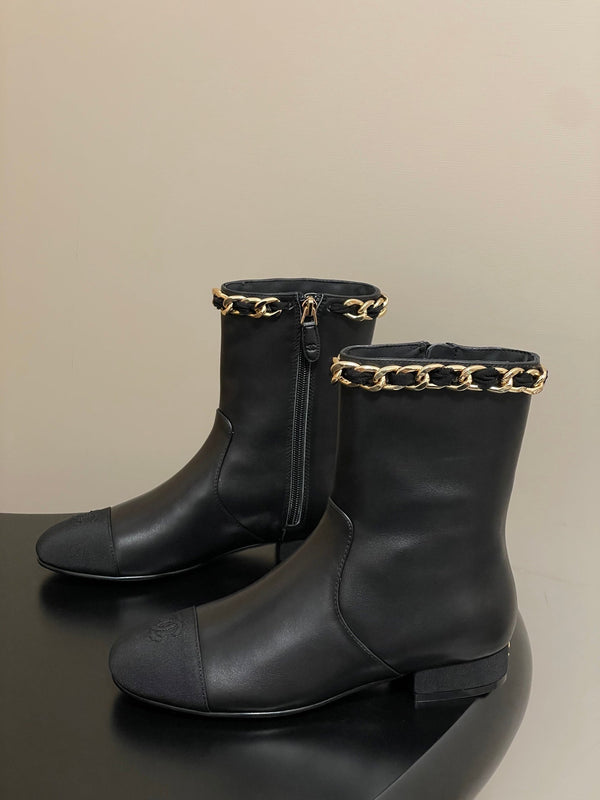 CC 25B Chain Short Boot 25mm Black Denim Cowhide 423154