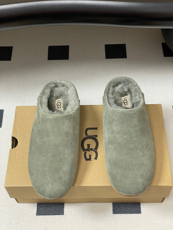 UGG Elea Slip-On Sandals Grayish Olive Wool Suede 525946