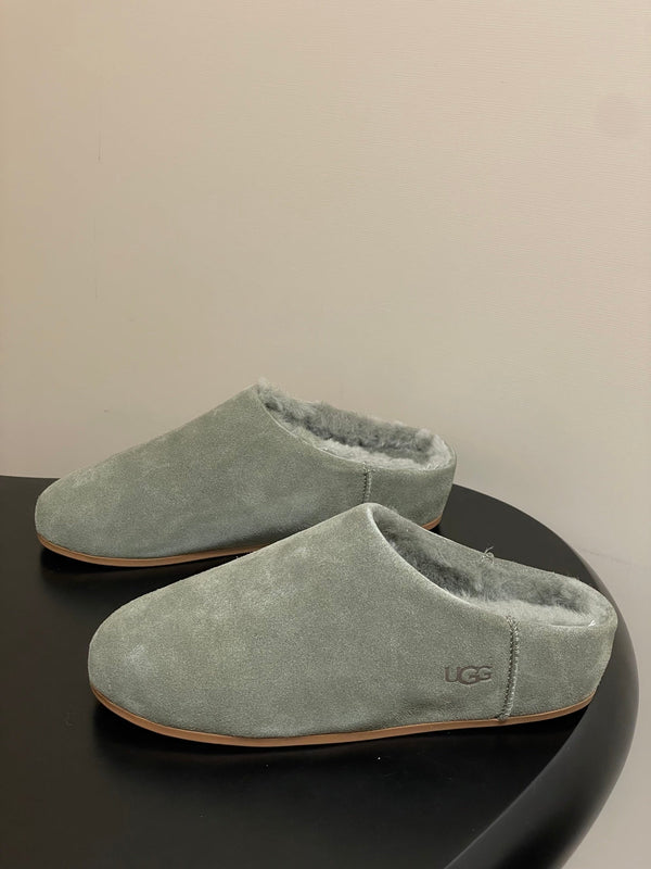 UGG Elea Slip-On Sandals Grayish Olive Wool Suede 525946