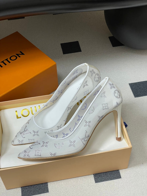 LV Gala High Heels Nude Beige Mesh  Monogram Strass 525721