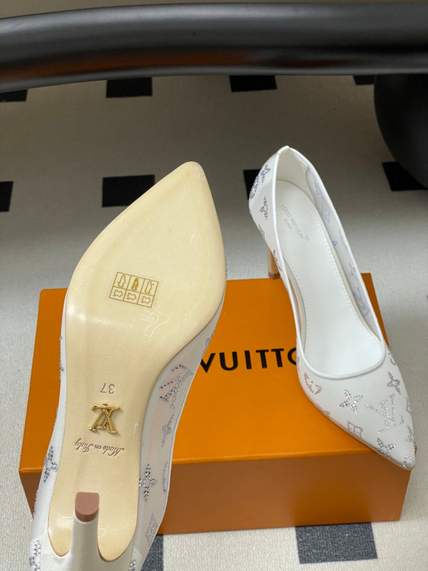 LV Gala High Heels Nude Beige Mesh  Monogram Strass 525721
