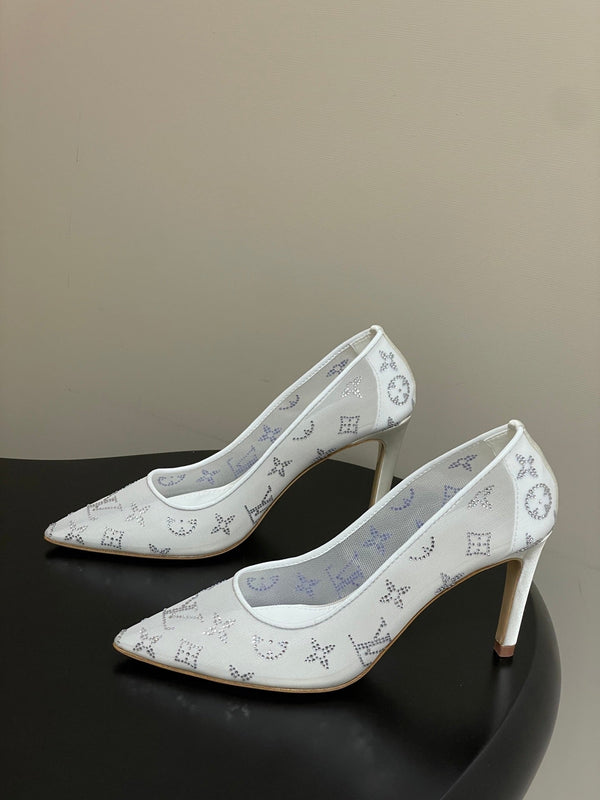 LV Gala High Heels Nude Beige Mesh  Monogram Strass 525721