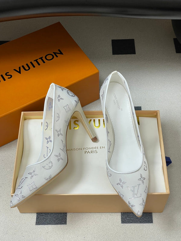 LV Gala High Heels Nude Beige Mesh  Monogram Strass 525721