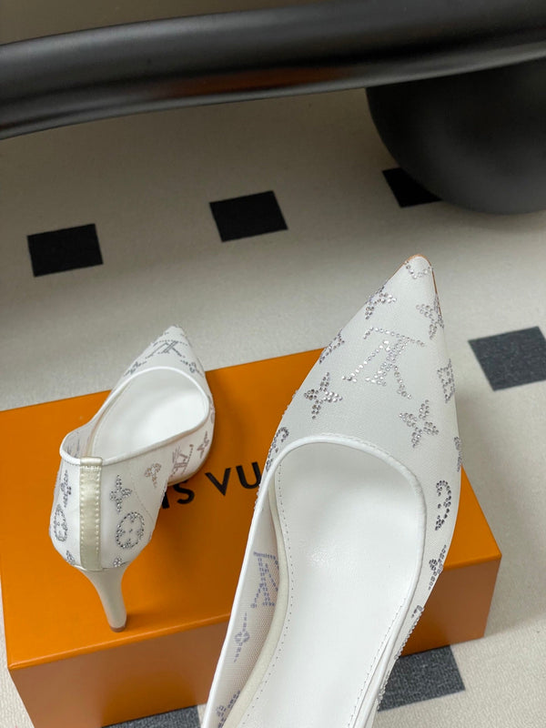 LV Gala High Heels Nude Beige Mesh  Monogram Strass 525721