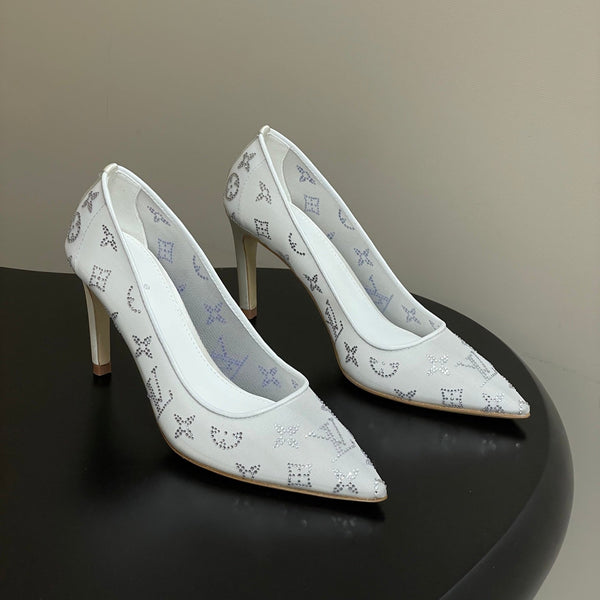 LV Gala High Heels Nude Beige Mesh  Monogram Strass 525721