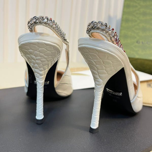 Scarpe col tacco alte da donna GG bianche