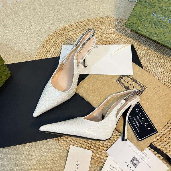 Scarpe col tacco alte da donna GG bianche