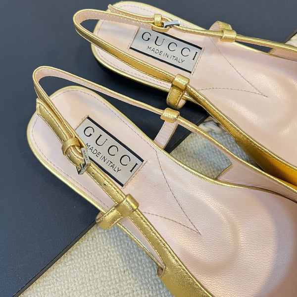 Ballerine slingback in vernice GG Double G Oro