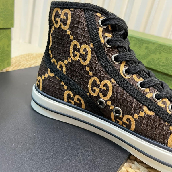 GG Tennis 1977 High Top Sneaker  Black Brown Caro