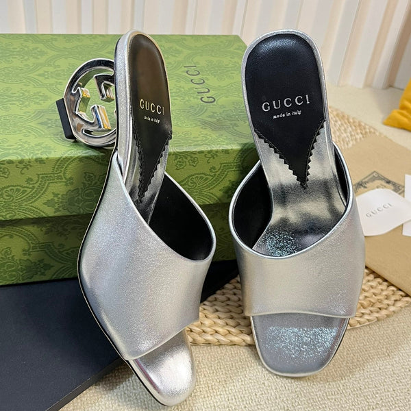 GG  Women's Heeled Sandals Silver