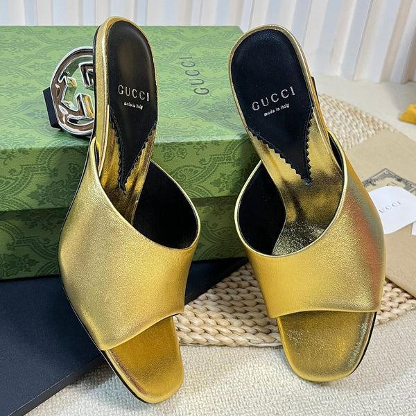 GG  Women's Heeled Sandals Golden