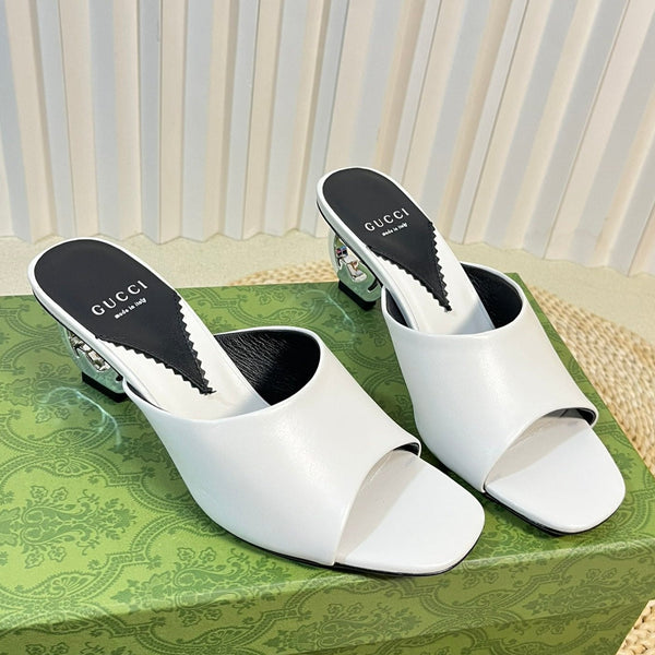GG  Women's Heeled Sandals White