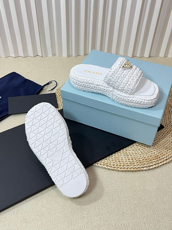 Ciabatte con tacco alto Hook Flatform 40 bianche