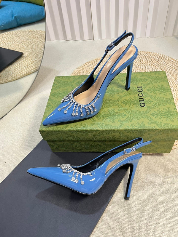 GC Embellished Slingback Blue Patent Leather 294621