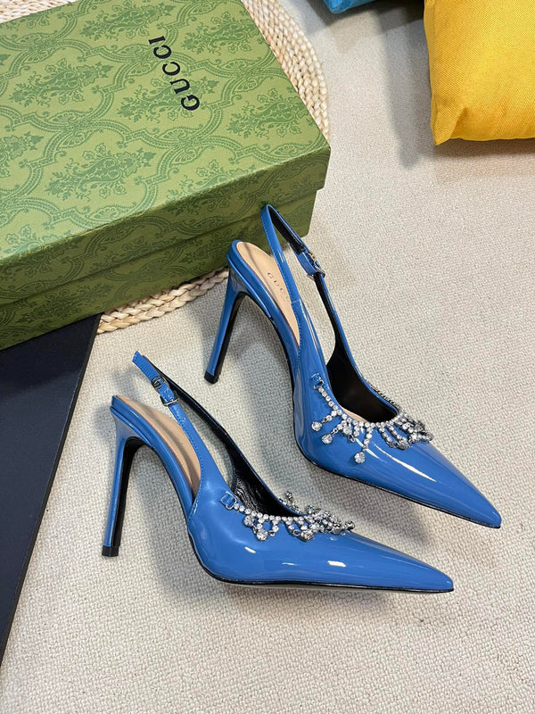 GC Embellished Slingback Blue Patent Leather 294621