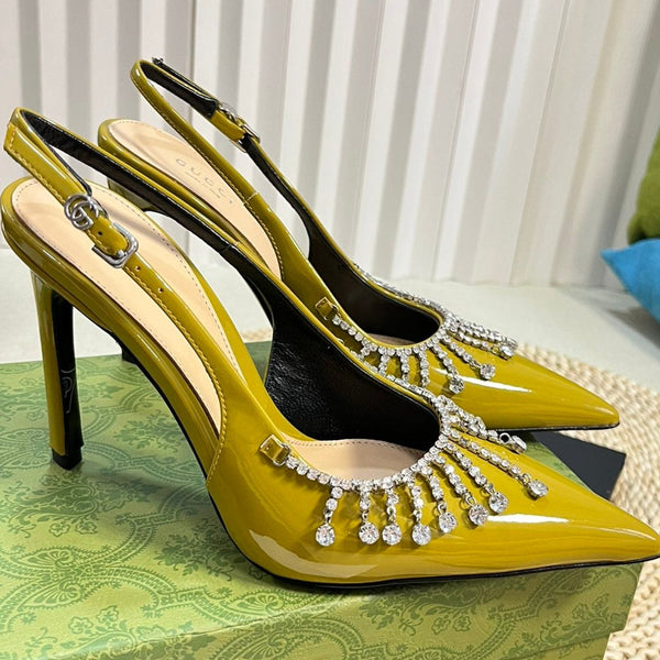 GC Embellished Slingback Acid Green Patent Leather 294622