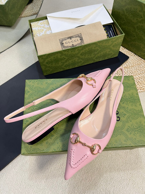 GC Horsebit Slingback Pump 10mm Pink Sheepskin 294555