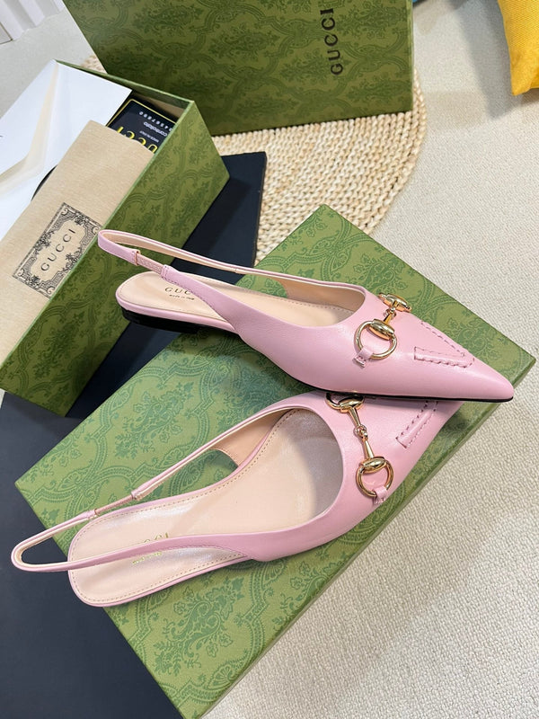 GC Horsebit Slingback Pump 10mm Pink Sheepskin 294555