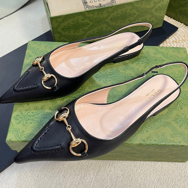 GC Horsebit Slingback Pump 10mm Nero Pelle di pecora 294557