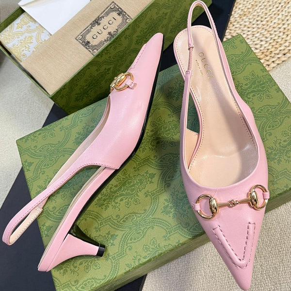 GC Horsebit Slingback Pump 50mm Rosa Pelle di Pecora 294561