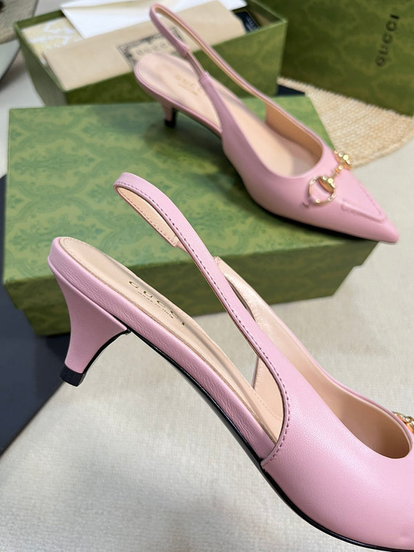 GC Horsebit Slingback Pump 50mm Pink Sheepskin 294561