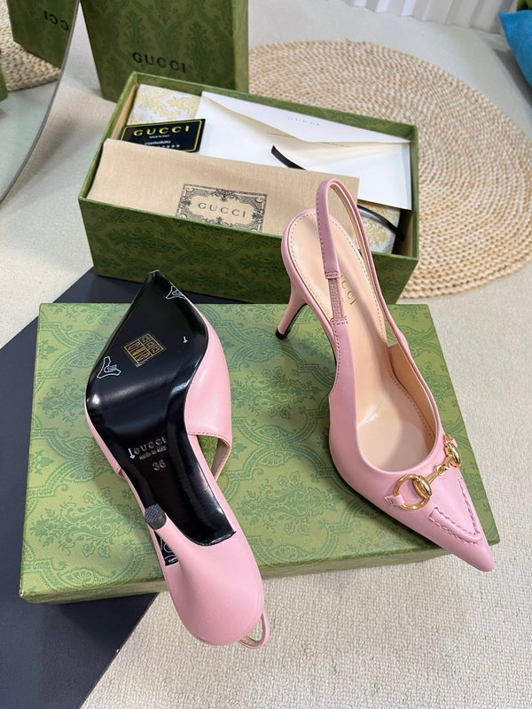 GC Horsebit Slingback Pump 100mm Pink Sheepskin 294567