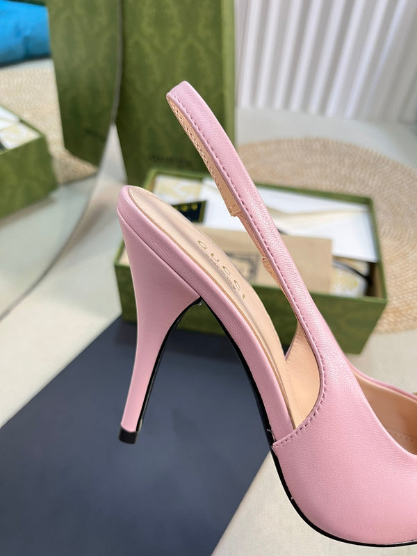 GC Horsebit Slingback Pump 100mm Pink Sheepskin 294567