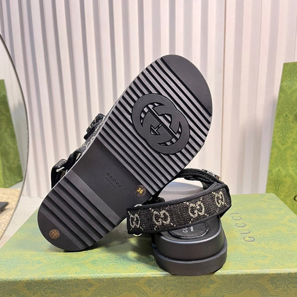 GG  Sandal With Double G Black Caro