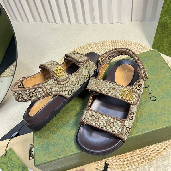 GG  Sandal With Double G Brown Caro
