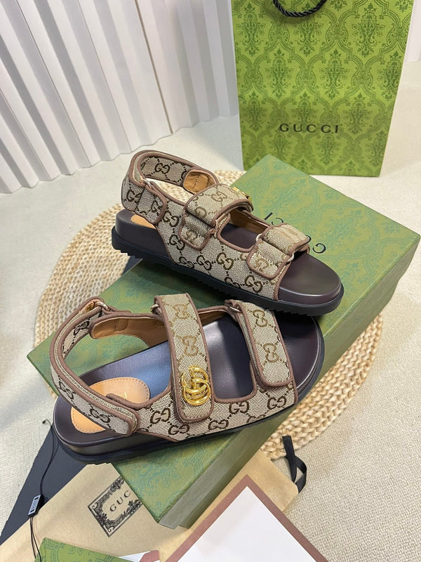 GG  Sandal With Double G Brown Caro