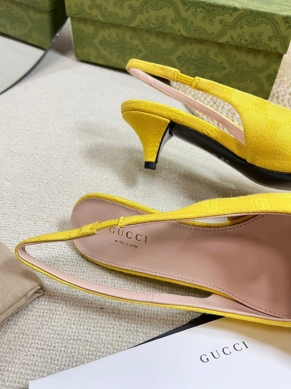 GC Horsebit Slingback Pump 50mm in tela di pecora gialla 294545