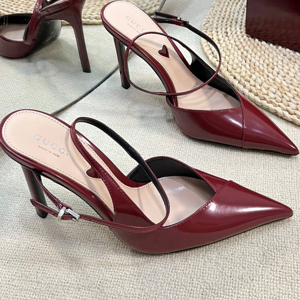 GC 100mm Heeled Slingbacks Rosso Ancora Red Sheepskin 294607