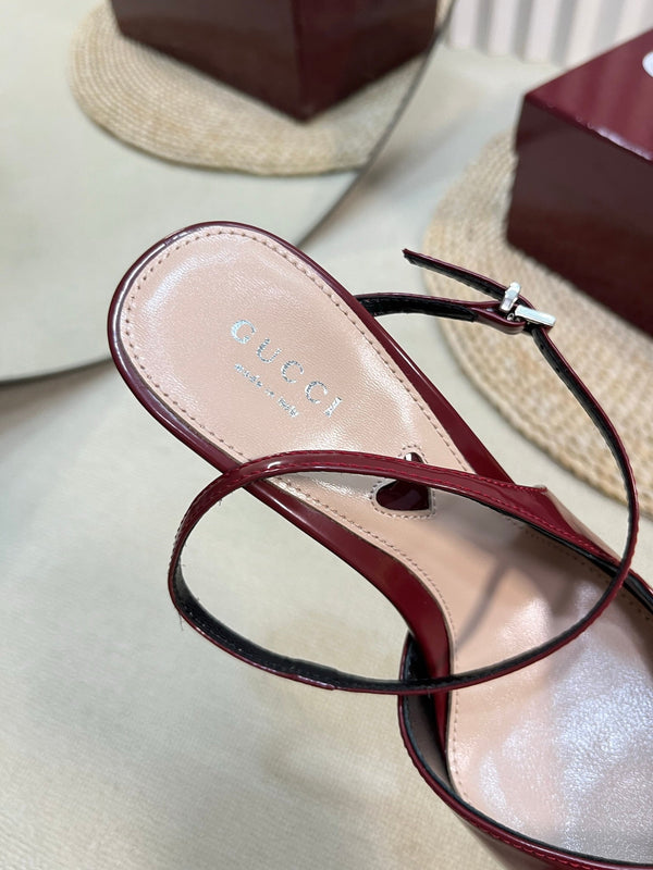 GC 100mm Heeled Slingbacks Rosso Ancora Red Sheepskin 294607