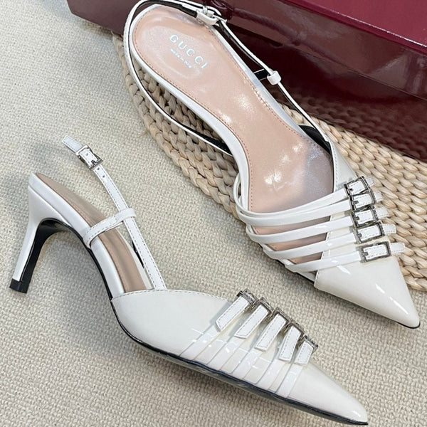 GC Regent Buckles Slingback White Leather 294604