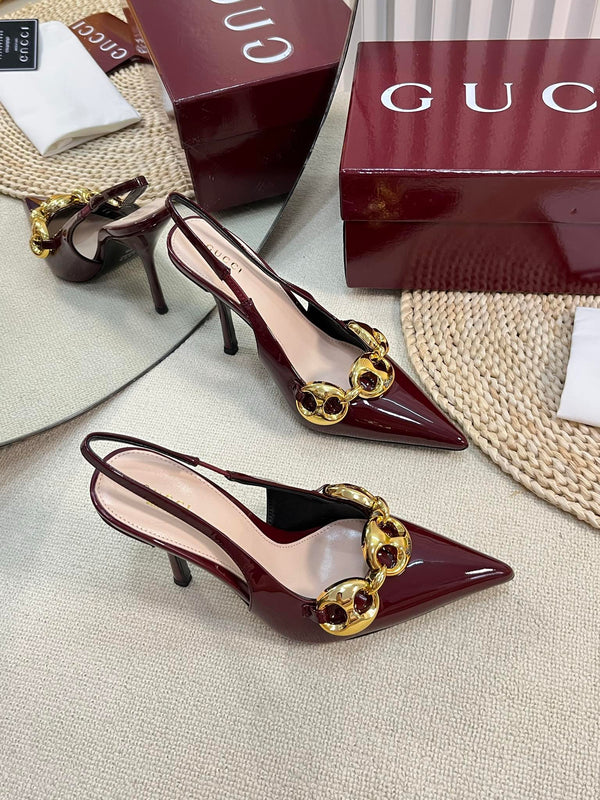 GC Slingbacks With Marina Chain 100mm Red Patent Leather 294585
