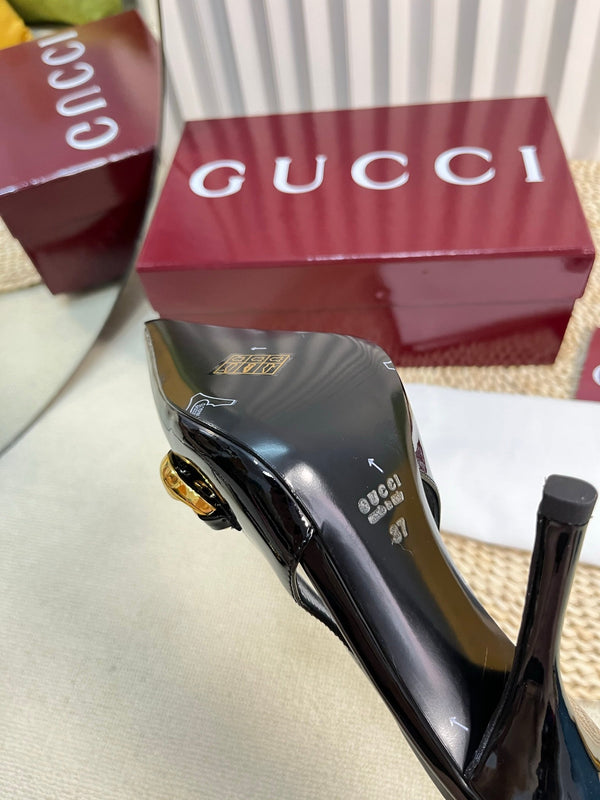 GC Slingbacks With Marina Chain 100mm Black Patent Leather 294587