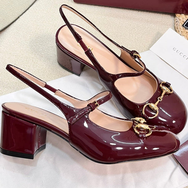 GC Horsebit Slingback 60mm Rosso Ancora red Patent Leather 294589