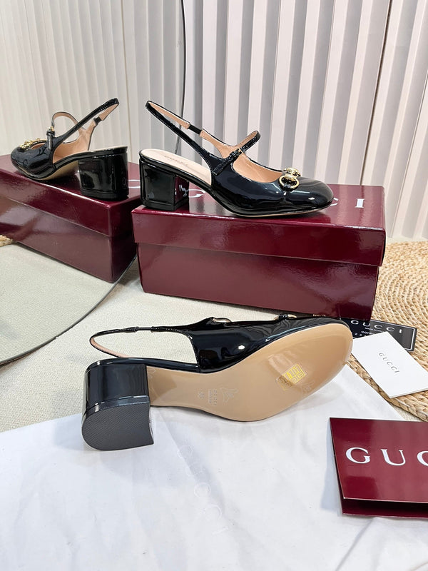GC Horsebit Slingback 60mm Black Patent Leather 294590