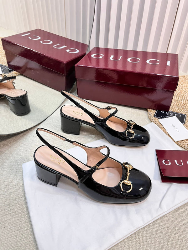 GC Horsebit Slingback 60mm Black Patent Leather 294590