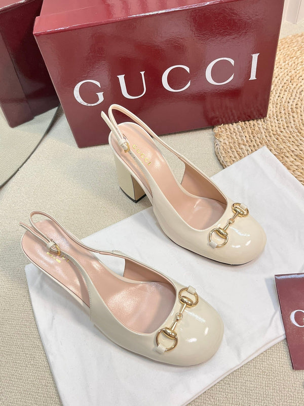 GC Horsebit Slingback 95mm Ivory Patent Leather 294592