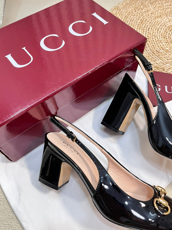 GC Horsebit Slingback 95mm Black Patent Leather 294594