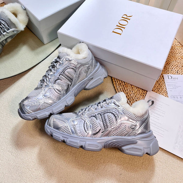 CD Chrono Sneaker In Silver Mesh Fabric With Fleece Lining 992619