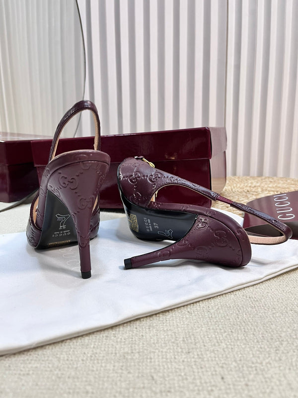 GC Horsebit Slingback Pump 100mm Rosso Ancora red Embossed Sheepskin 294579